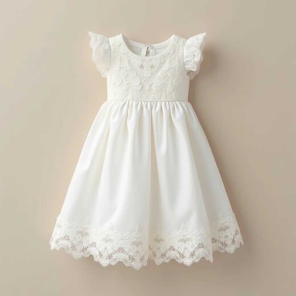 knee length dresses for ladies Adeline Lace Christening Gown at Baby Beau & Belle main image 1