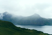 a large body of water surrounded by mountains