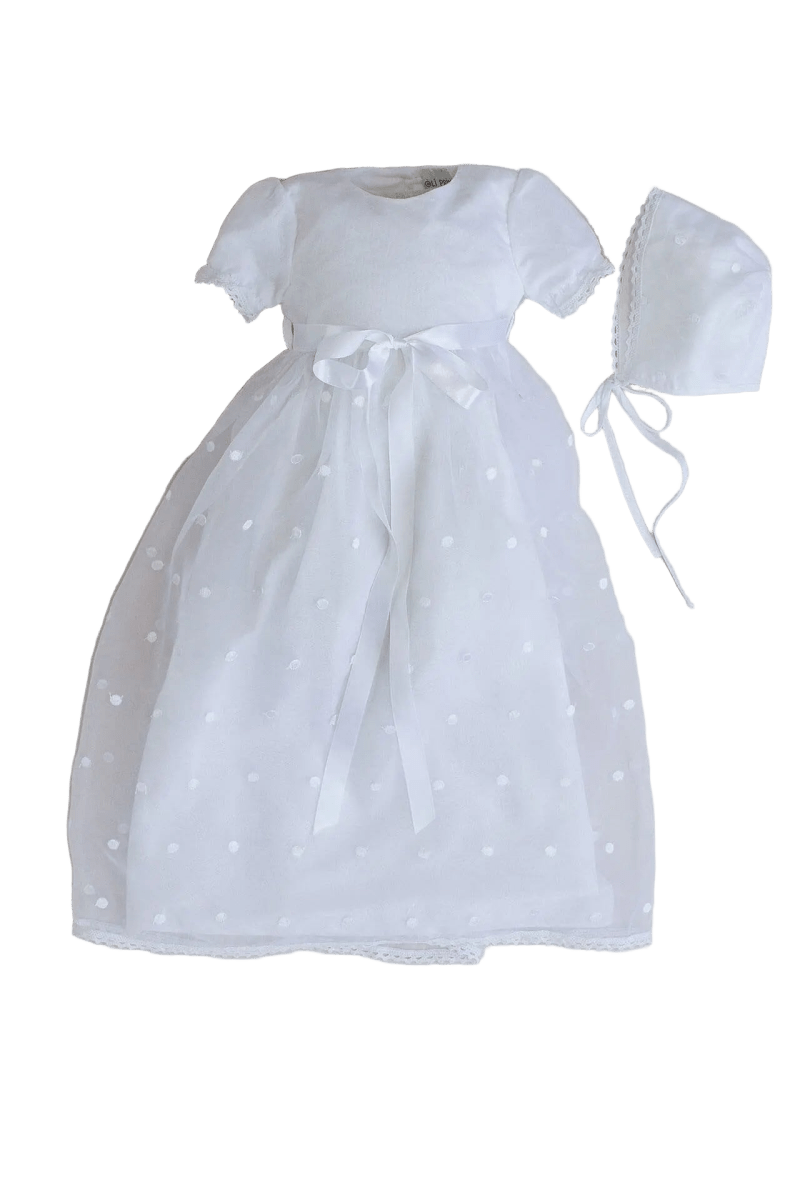 sage green elegant dresses Sophie Bubble Baptism Dress for a Girl – Ivory Merletti Lace Christening Dress 9-12 months / Ivory main image 1